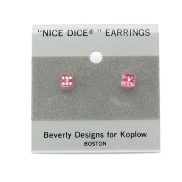 Dice>Tiny 5mm Post Stud Dice Earrings - Transparent Pink with White Pips - Your Source for Gaming Essentials