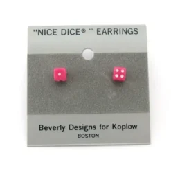 Dice>Tiny 5mm Post Stud Dice Earrings - Opaque Pink with White Pips - Your Source for Gaming Essentials