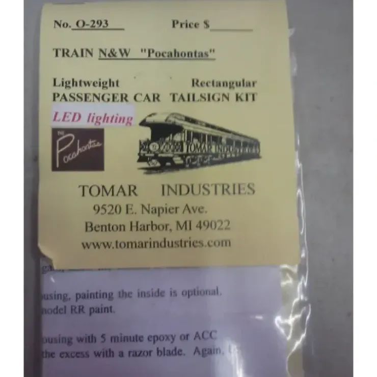 Tomar Industries 293 HO N&W Pocahontas Passenger Car Tailsign Kit - Your Source for Gaming Essentials* Trains