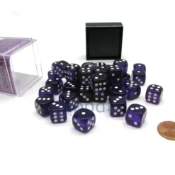 Dice>Translucent 12mm D6 Chessex Dice Block (36 Die) - Purple with White Pips - Your Source for Gaming Essentials