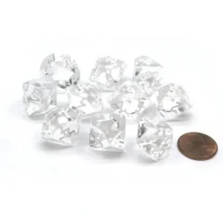 Dice>Translucent 16mm D10 (0-9) Chessex Dice, 10 Pieces - Clear with White Numbers - Your Source for Gaming Essentials