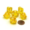 Dice>Translucent 16mm D10 (0-9) Chessex Dice, 6 Pieces - Yellow with White Numbers - Your Source for Gaming Essentials