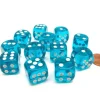 Dice>Translucent 16mm D6 Chessex Dice Block (12 Die) - Teal with White Pips - Your Source for Gaming Essentials