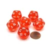 Dice>Translucent 20mm D20 Chessex Dice, 6 Pieces - Orange-Red with White Numbers - Your Source for Gaming Essentials
