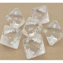 Dice>Translucent 25mm D8 Large Jumbo Dice, 6 Pieces - Clear with White Numbers - Your Source for Gaming Essentials
