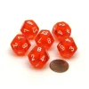 Dice>Translucent 18mm 12 Sided D12 Chessex Dice, 6 Pieces - Orange with White Numbers - Your Source for Gaming Essentials