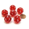 Dice>Translucent 18mm 12 Sided D12 Chessex Dice, 6 Pieces - Red with White - Your Source for Gaming Essentials