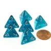 Dice>Translucent 18mm 4 Sided D4 Chessex Dice, 6 Pieces - Teal with White - Your Source for Gaming Essentials