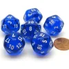 Dice>Translucent 20mm 20 Sided D20 Chessex Dice, 6 Pieces - Blue with White Numbers - Your Source for Gaming Essentials