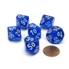 Dice>Translucent 16mm Tens D10 (00-90) Dice, 6 Pieces - Blue with White Numbers - Your Source for Gaming Essentials