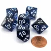 Dice>Translucent 16mm Tens D10 (00-90) Dice, 6 Pieces - Navy Blue with White Numbers - Your Source for Gaming Essentials