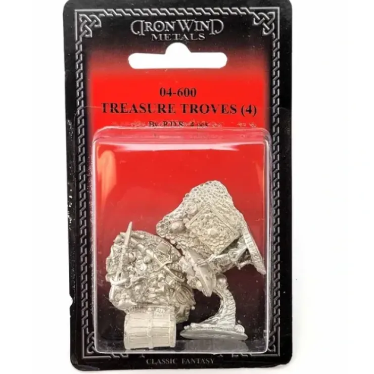 Tabletop Miniatures>Treasure Troves (4 Pieces) #04-600 Classic Ral Partha Fantasy RPG Metal Figure - Your Source for Gaming Essentials