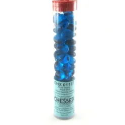 Board Games>Tube of 40 Glass Gaming Stones (12-15mm) - Azure Blue - Your Source for Gaming Essentials