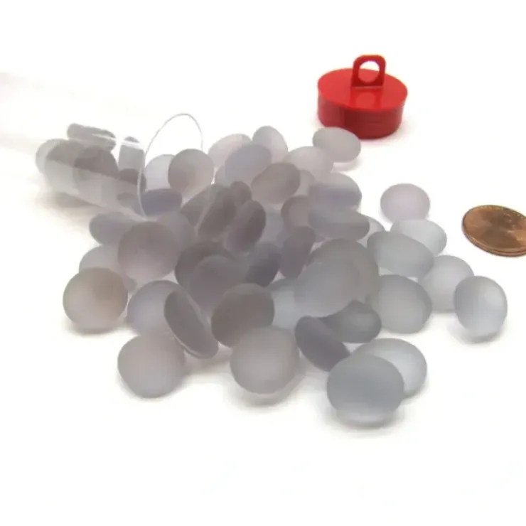 Board Games>Tube of 40 Glass Gaming Stones (12-15mm) - Crystal Lilac Frosted - Your Source for Gaming Essentials