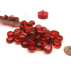 Board Games>Tube of 40 Glass Gaming Stones (12-15mm) - Crystal Red - Your Source for Gaming Essentials