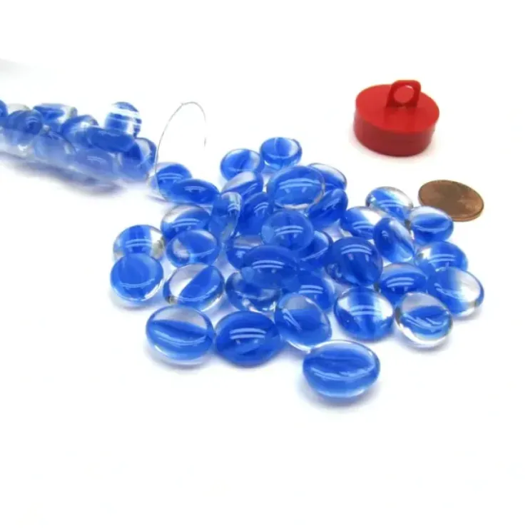 Board Games>Tube of 40 Glass Gaming Stones (12-15mm) - Dark Blue Catseye - Your Source for Gaming Essentials