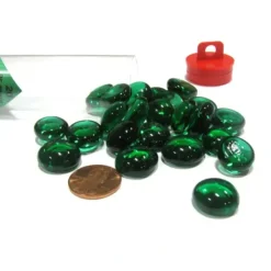 Board Games>Tube of 40 Glass Gaming Stones (12-15mm) - Dark Green - Your Source for Gaming Essentials