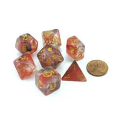 Dice>Unicorn Resin 16mm 7-Die Polyhedral Dice Set - Phoenix Ash - Your Source for Gaming Essentials