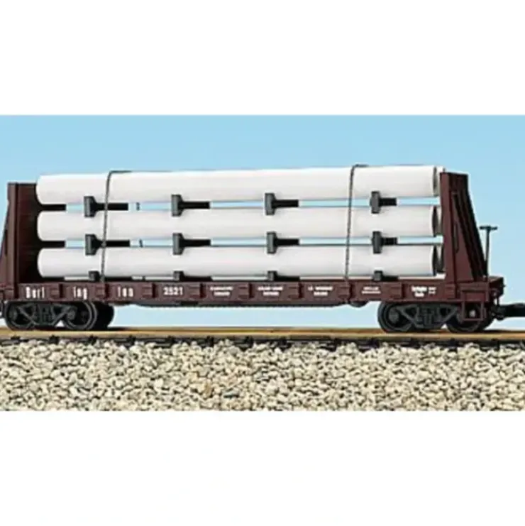 USA Trains 17607 G Chicago, Burlington & Quincy Pipe Load Flatcar Brown - Your Source for Gaming Essentials* Trains