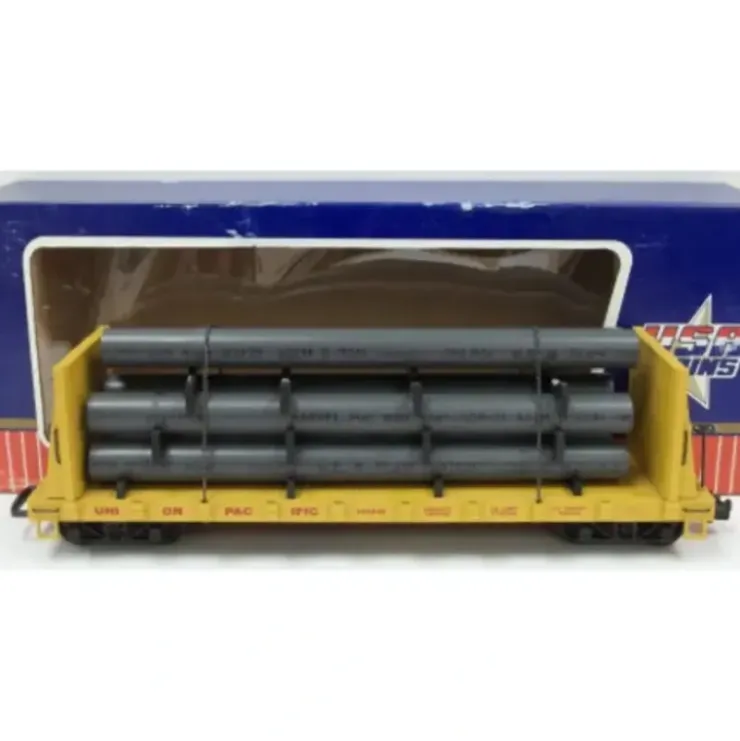 USA Trains 17602 G Union Pacific Yellow Flatcar with Pipe Load #102255 - Your Source for Gaming Essentials* Trains