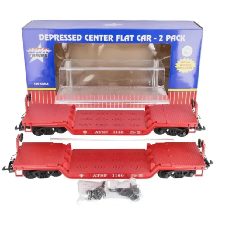 USA Trains R17334-2 G ATSF Depressed Center Flatcars LN/Box - Your Source for Gaming Essentials* Trains