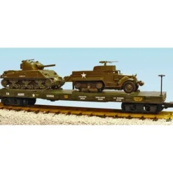 USA Trains R1779 G U.S. Army with M3A2 & M4A3 Steel Flatcar with Load #G5056 - Your Source for Gaming Essentials* Trains