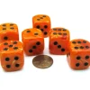 Dice>Vortex 20mm Big D6 Chessex Dice, 6 Pieces - Orange with Black Pips - Your Source for Gaming Essentials