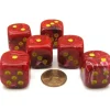 Dice>Vortex 20mm Big D6 Chessex Dice, 6 Pieces - Red with Yellow Pips - Your Source for Gaming Essentials