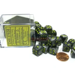 Dice>Vortex 12mm D6 Chessex Dice Block (36 Dice) - Black with Yellow Pips - Your Source for Gaming Essentials