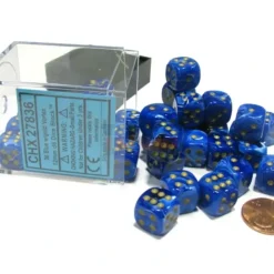 Dice>Vortex 12mm D6 Chessex Dice Block (36 Dice) - Blue with Gold Pips - Your Source for Gaming Essentials