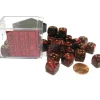 Dice>Vortex 12mm D6 Chessex Dice Block (36 Dice) - Burgundy with Gold Pips - Your Source for Gaming Essentials