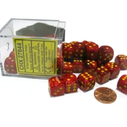 Dice>Vortex 12mm D6 Chessex Dice Block (36 Dice) - Red with Yellow Pips - Your Source for Gaming Essentials