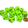 Dice>Vortex 16mm D6 Chessex Dice Block (12 Dice) - Bright Green with Black Pips - Your Source for Gaming Essentials