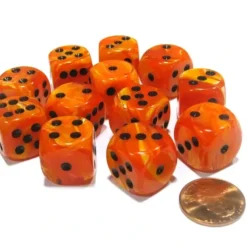 Dice>Vortex 16mm D6 Chessex Dice Block (12 Dice) - Orange with Black Pips - Your Source for Gaming Essentials
