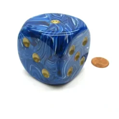 Dice>Vortex 50mm Huge Large D6 Chessex Dice, 1 Piece - Blue with Gold Pips - Your Source for Gaming Essentials