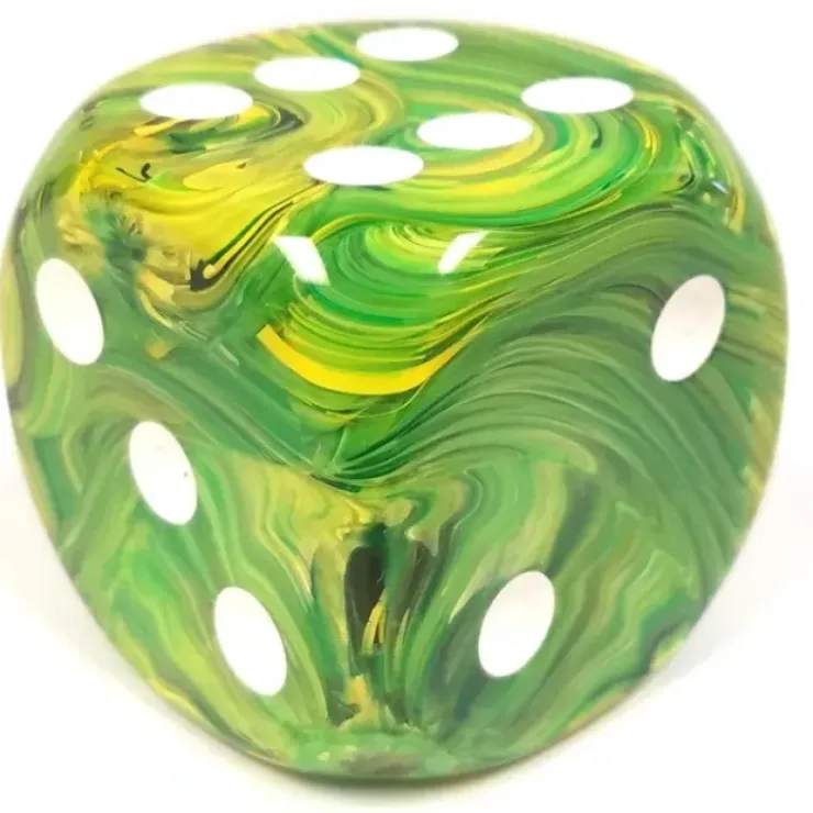 Dice>Vortex 50mm Huge Large D6 Chessex Dice, 1 Piece - Dandelion with White Pips - Your Source for Gaming Essentials
