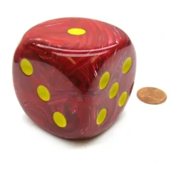 Dice>Vortex 50mm Huge Large D6 Chessex Dice, 1 Piece - Red with Yellow Pips - Your Source for Gaming Essentials