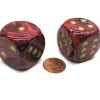 Dice>Vortex 30mm Large D6 Chessex Dice, 2 Pieces - Burgundy with Gold Pips - Your Source for Gaming Essentials