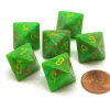 Dice>Vortex 15mm 8 Sided D8 Chessex Dice, 6 Pieces - Slime with Yellow - Your Source for Gaming Essentials