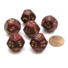 Dice>Vortex 18mm 12 Sided D12 Chessex Dice, 6 Pieces - Burgundy with Gold - Your Source for Gaming Essentials