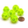 Dice>Vortex 18mm 12 Sided D12 Chessex Dice, 6 Pieces - Electric Yellow with Green - Your Source for Gaming Essentials