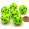 Dice>Vortex 20mm 20 Sided D20 Chessex Dice, 6 Pieces - Bright Green with Black - Your Source for Gaming Essentials