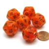 Dice>Vortex 20mm 20 Sided D20 Chessex Dice, 6 Pieces - Orange with Black Numbers - Your Source for Gaming Essentials