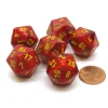 Dice>Vortex 20mm 20 Sided D20 Chessex Dice, 6 Pieces - Red with Yellow Numbers - Your Source for Gaming Essentials