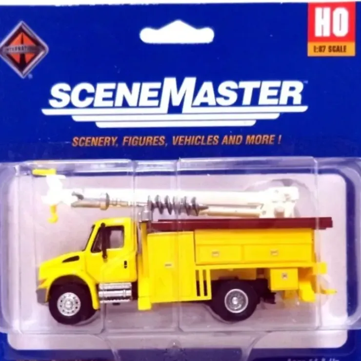 Walthers 949-11732 HO Assembled Yellow International 4300 Utility Truck w/ Drill - Your Source for Gaming Essentials* Trains
