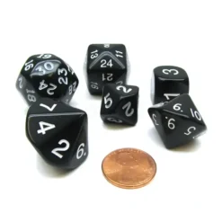 Dice>Who Knew Dice Set, 6 Pack of Unique D3, D5, D7, D16, D24, D30 Dice - Black - Your Source for Gaming Essentials